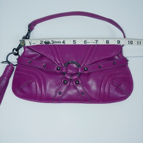 Like New Botkier Dark Magenta Deep Pink Studded Clutch Wristlet Hand Bag Purse - Picture 8 of 12
